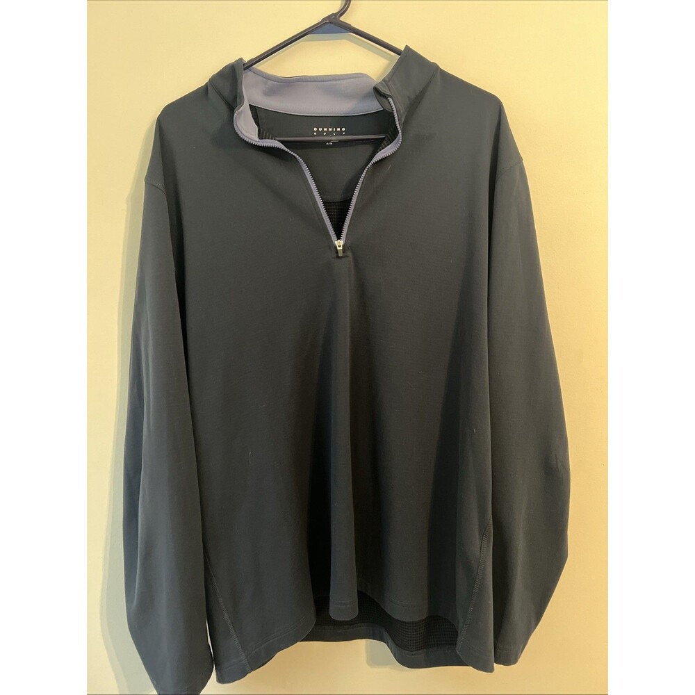 Dunning‎ Golf Shirt Mens XL Blue 1/4 Zip Pullover Jacket Long Sleeve Stretch